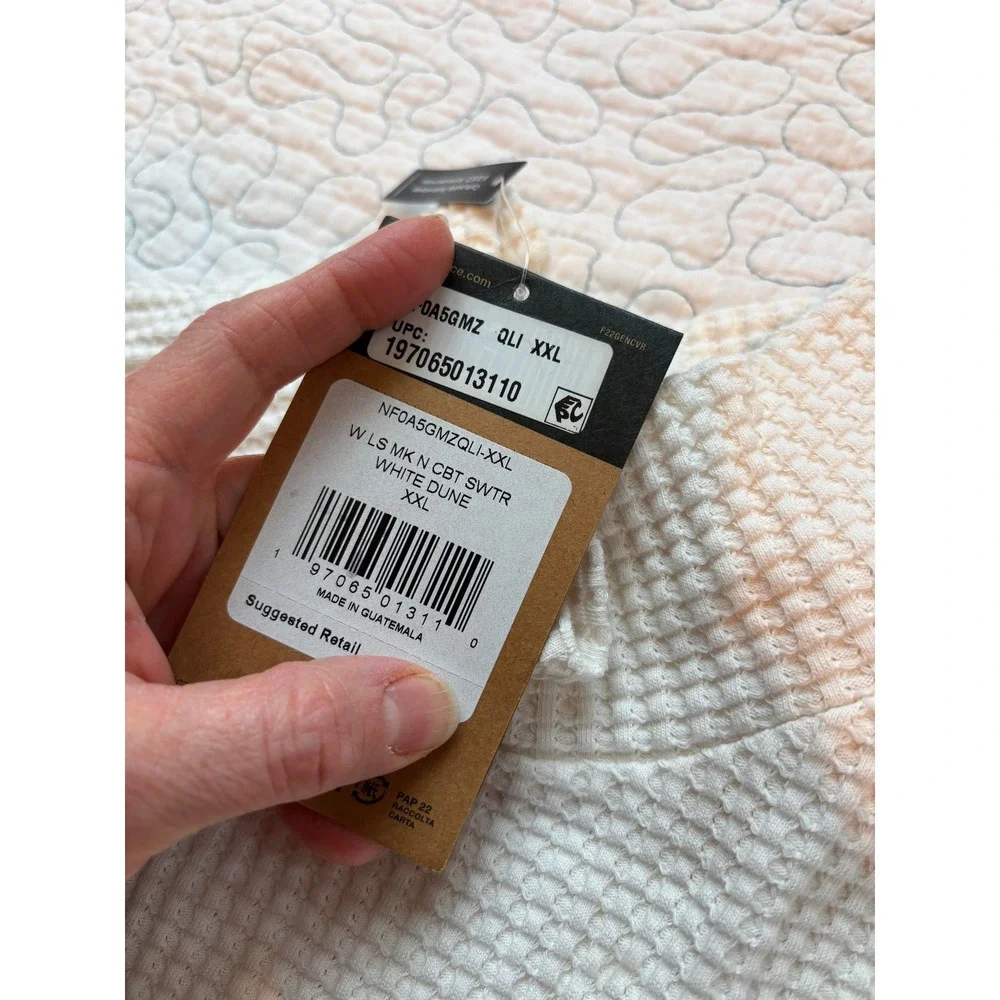 The North Face Women's White Dune Waffle Knit‎ Mock Neck Sweater Size XXL